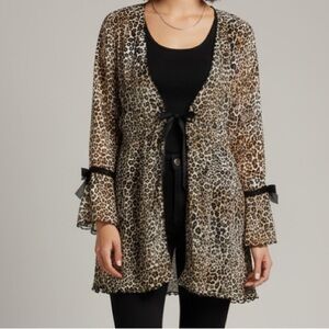Cacique Animal Print Sheer Top